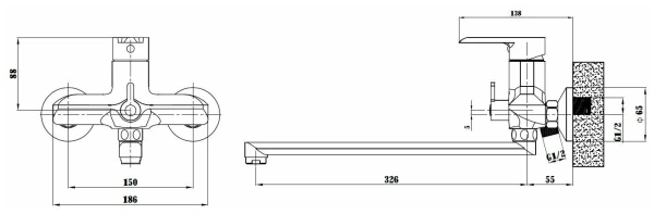 Смеситель для ванны и душа ESKO SORRENTO WHITE (SR 31W)